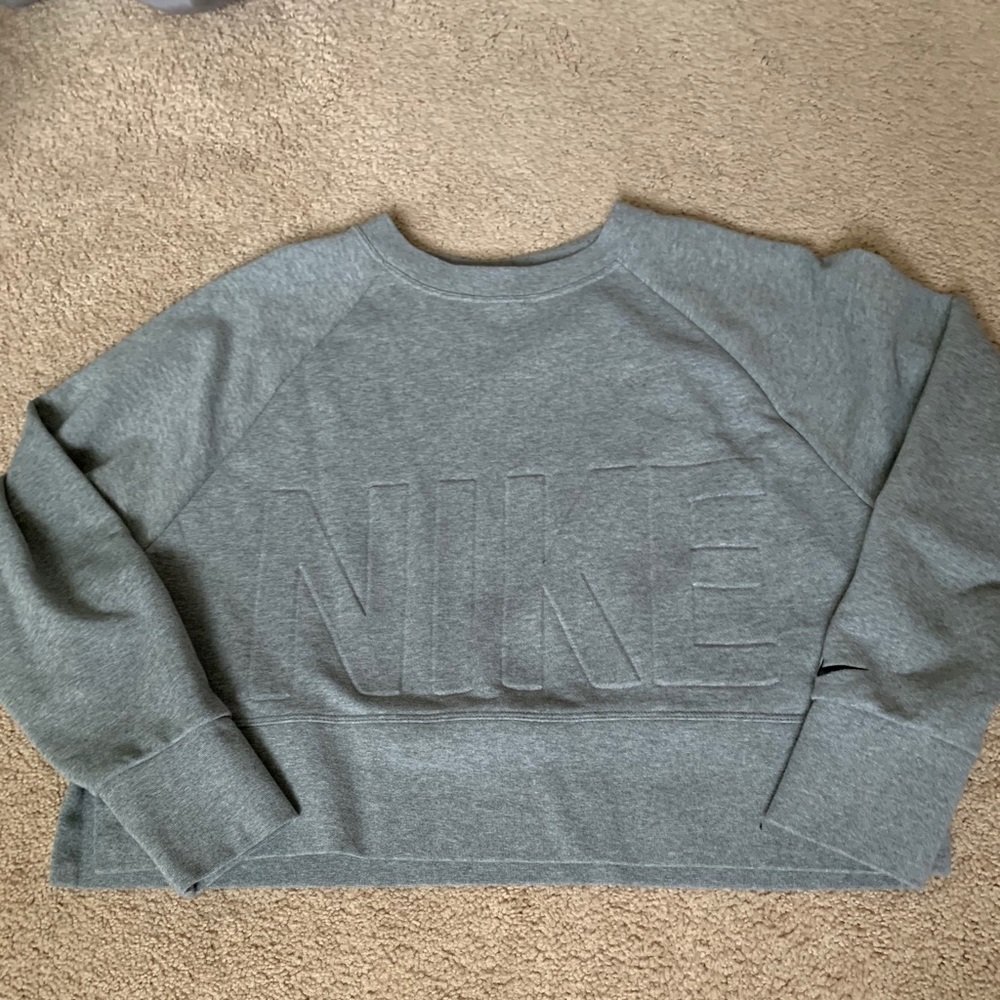 Nike Grey Cropped Crewneck Sweatshirt